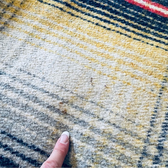 Vintage blue & yellow plaid Camp blanket heavy duty vintage 87x76 - Picture 6 of 12